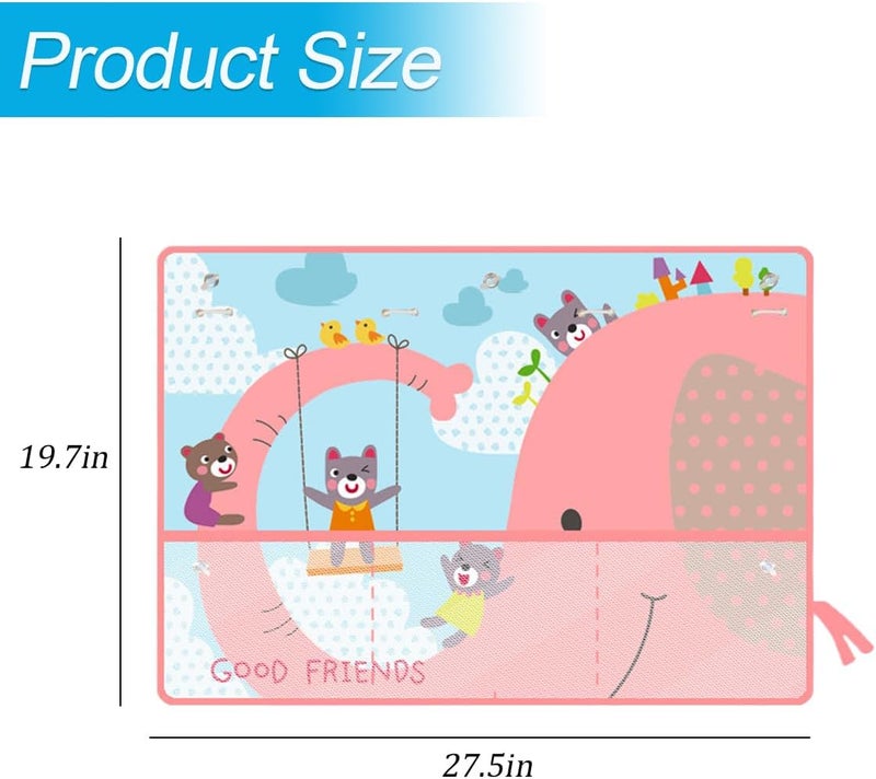 Sandfren Car Window Shade, Vehicle Sunshade Curtain with Storage Pockets & Suction Cups for Baby, Cartoon Pattern Auto Interior Heat Sun Protection Cover, Universal for SUV Sedan Trucks (Elephant) - Image 2